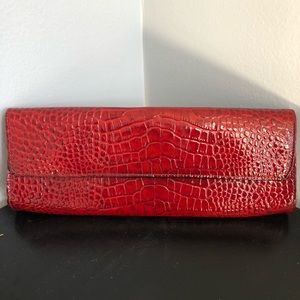 Red crocodile clutch